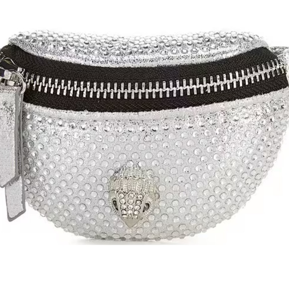 Kurt Geiger Silver Metallic Rhinestone Kensington Wristlet - Picture 3 of 6